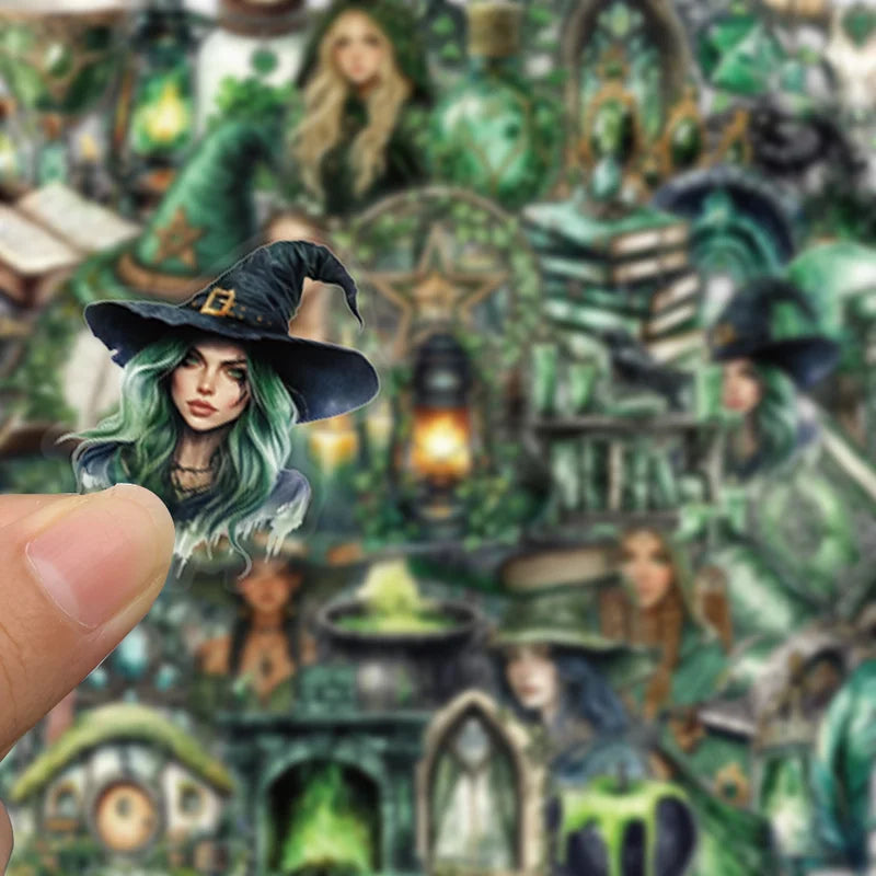 50PCS Witch of the Woods Theme Waterproof Stickers for Scrapbooking & Phone Cases