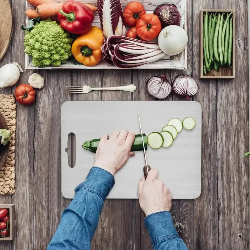 Heavy-Duty Titanium Steel Cutting Board for Kitchen Food Prep Double Sided