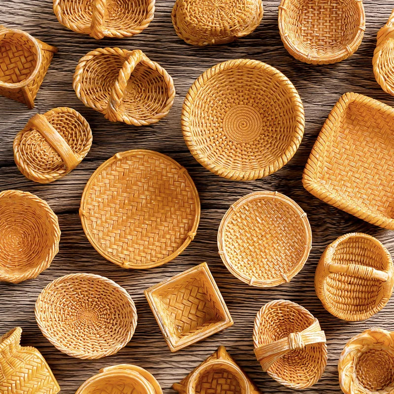 Mini Simulated Rattan Basket Dollhouse Food & Decor Accessory - Creative Craft