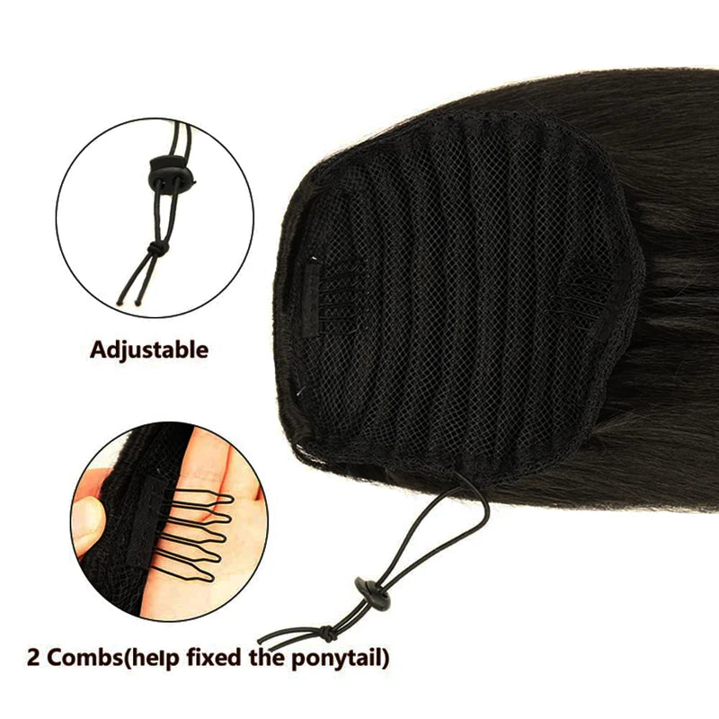 Clip-In Ponytail Hair Extensions 10-26 Inches, Natural Straight Human Hair
