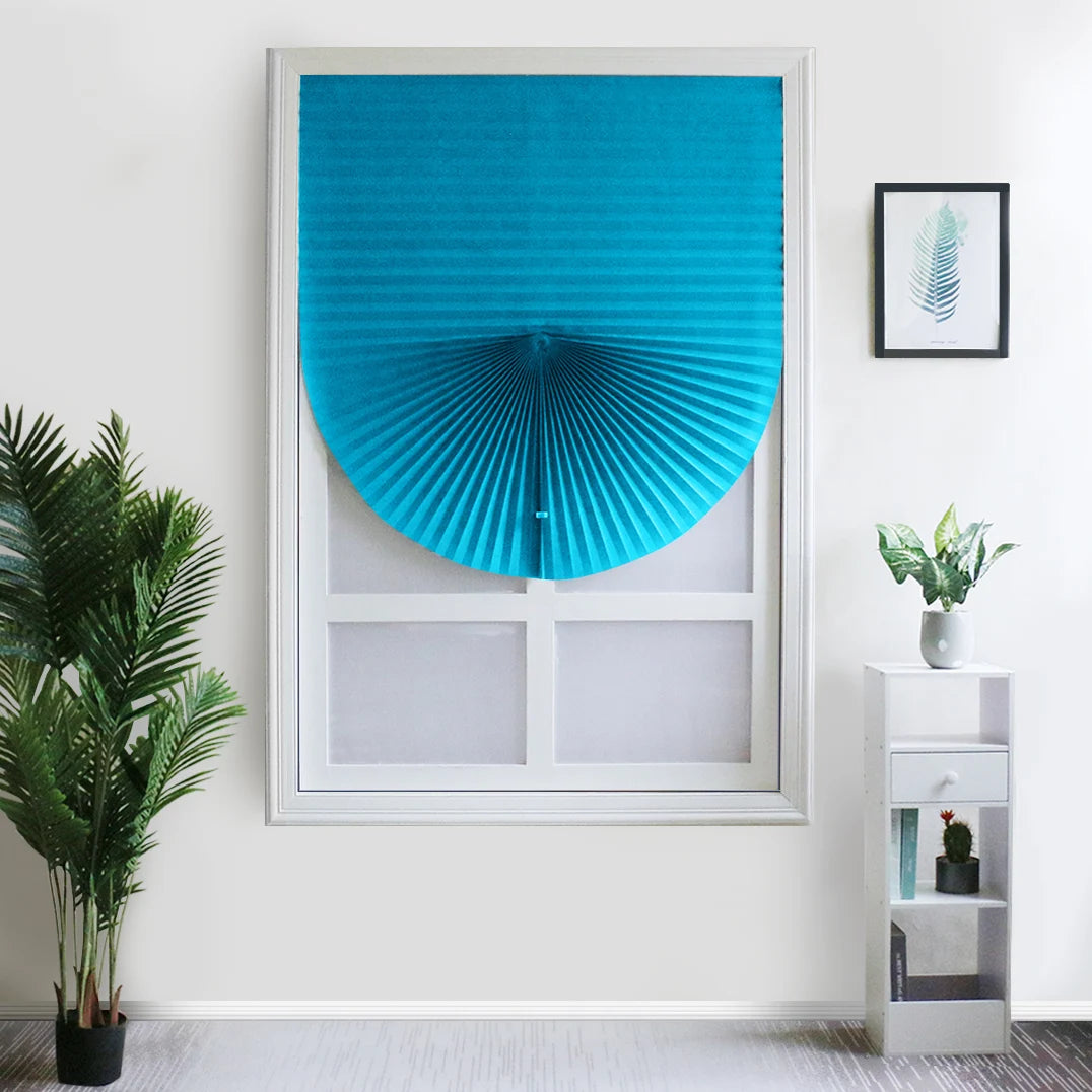 Blackout Pleated Window Blinds - Self-Adhesive Cordless Fabric Shades for Room Darkening