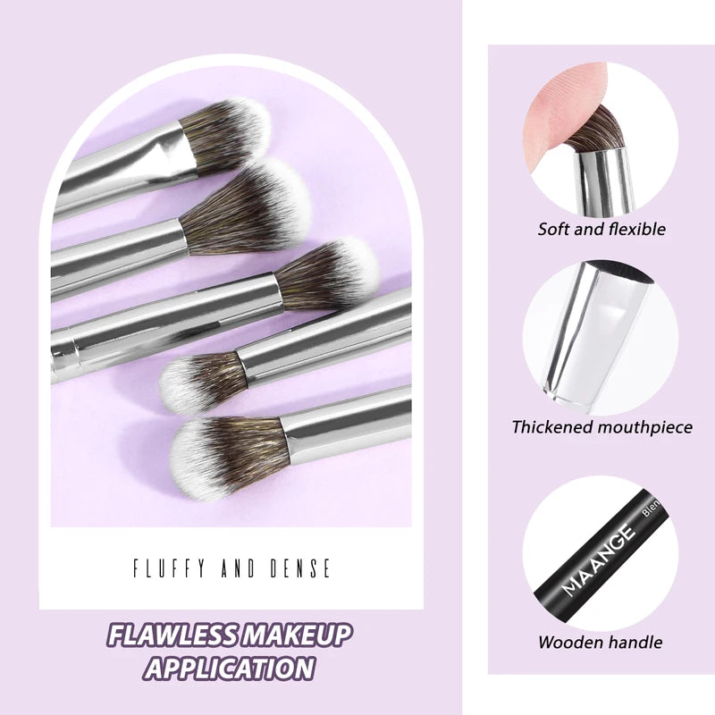 5PCS Makeup Brush Set - Concealer, Eyeshadow, Shader, Face & Cosmetic Brushes