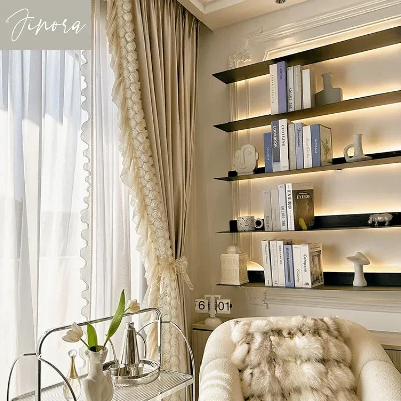 Romantic Rococo Style Curtain for Bedroom & Living Room - Customized Velvet Fabric