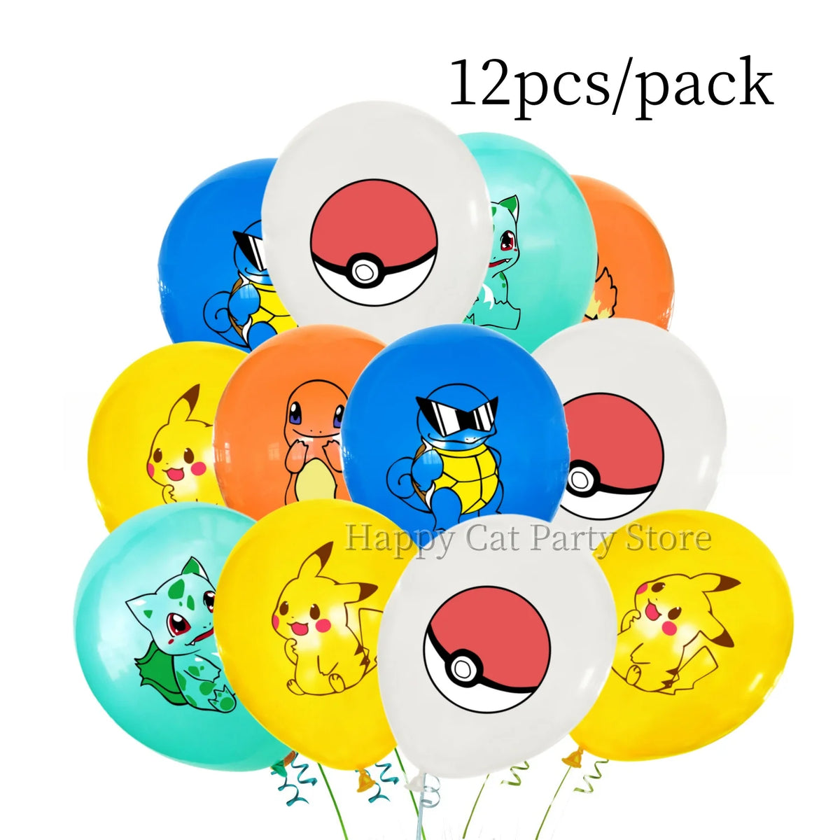 Pokemon Latex Balloons for Birthday Party Decor - Cartoon Pikachu & Poke Ball
