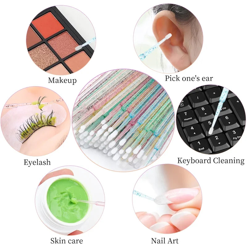Eyelash Extension Removal Micro Makeup Brush Set for Lash & Lip Makeup, 200 Pieces