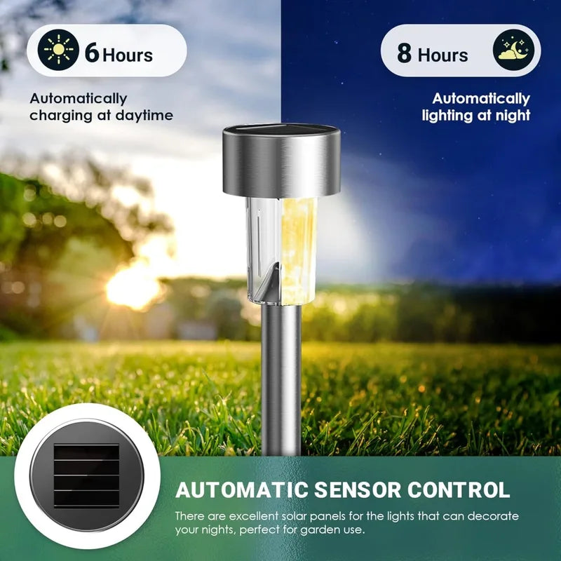 10 Pack Solar Garden Path Lights Waterproof Outdoor Landscape LED Yard Lighting