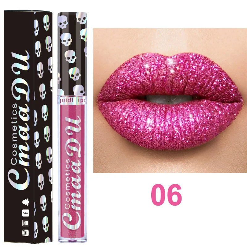 8-Color Shiny Lip Gloss Set with Diamond Finish for Women and Girls