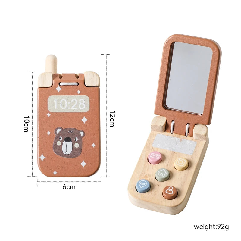 Montessori Baby Toys Flip Cell Phone with Mirror - Educational Touch Toy for Infants