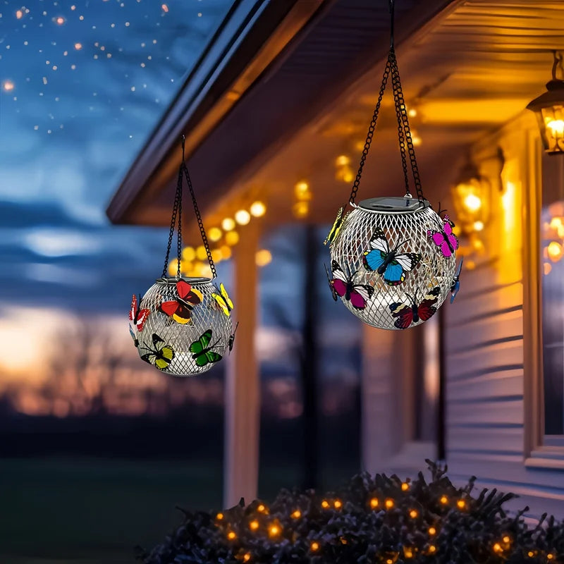 Solar-Powered Butterfly Lanterns Outdoor Hanging Lights Yard Decor - 1/2pcs