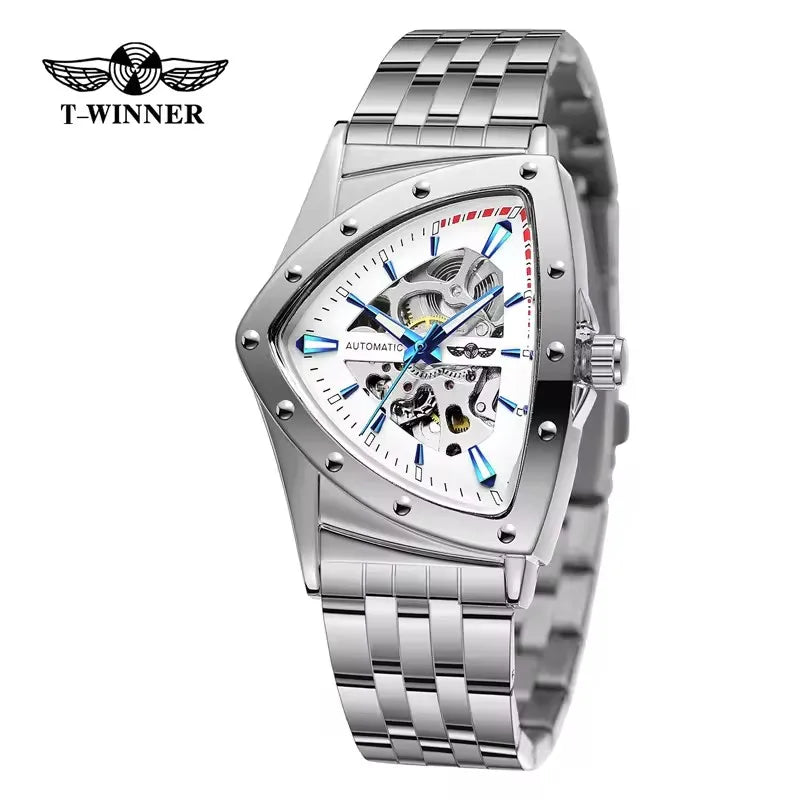 Men's Skeleton Mechanical Watch Automatic Stainless Steel Casual Timepiece