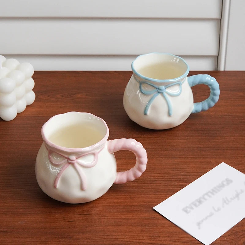 Ceramic Coffee Cup with Bowknot Handle, Small Capacity Tea & Espresso Mug