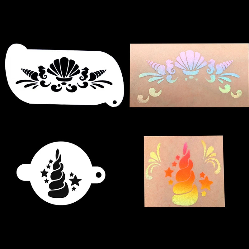 Reusable Face Paint Stencils for Body Art Halloween Makeup & Temporary Tattoos - 8 or 9 Pieces