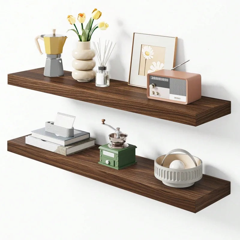 2-Pack Floating Wall Shelves 31.5in with Invisible Brackets for Bathroom Kitchen Living Room
