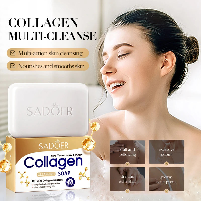 Moisturizing Collagen Ossein Facial Soap with Foam Cleansing - Handmade Body Wash