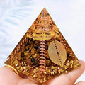 Crystal Pyramid with Tiger Eye Stones for Home Decor, Desktop Ornament