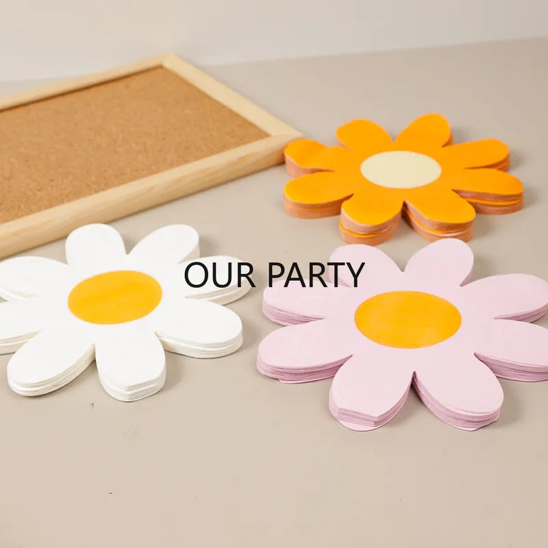 20Pcs Paper Napkins Daisy Theme Disposable Tissues for Party Decorations