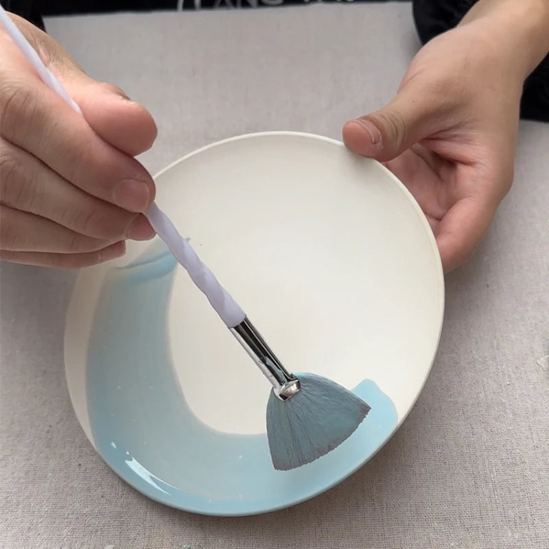 Ceramic Fan-Shaped Paint Brush for Glaze & Underglaze - Large Area DIY Art Tool