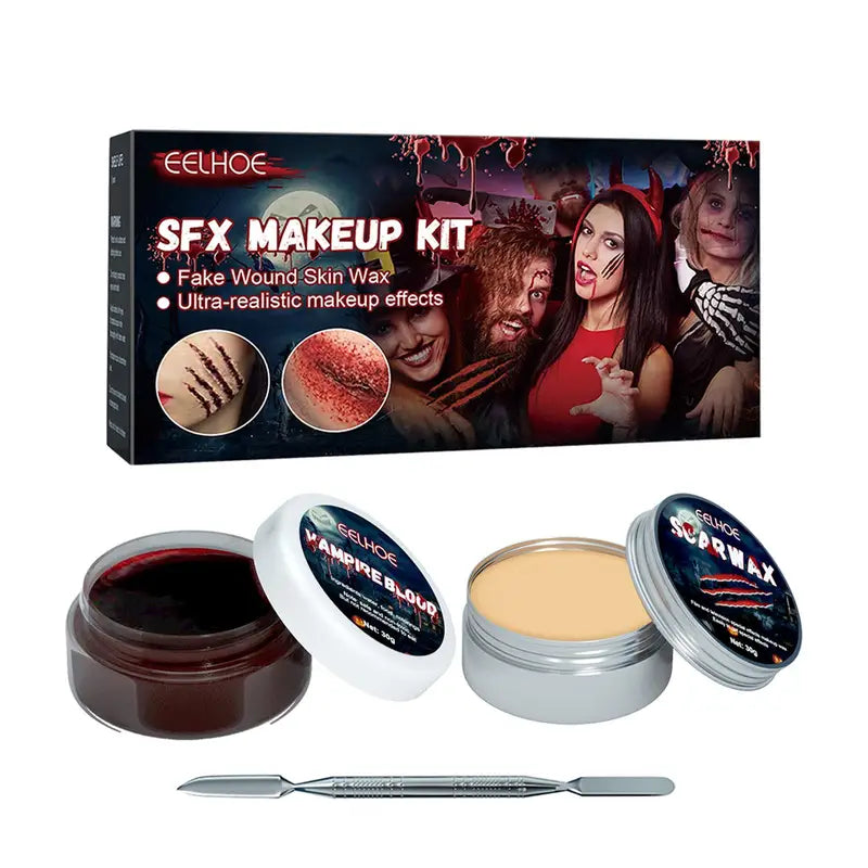 Halloween Special Effects Makeup Kit with Scar Wax and Fake Blood