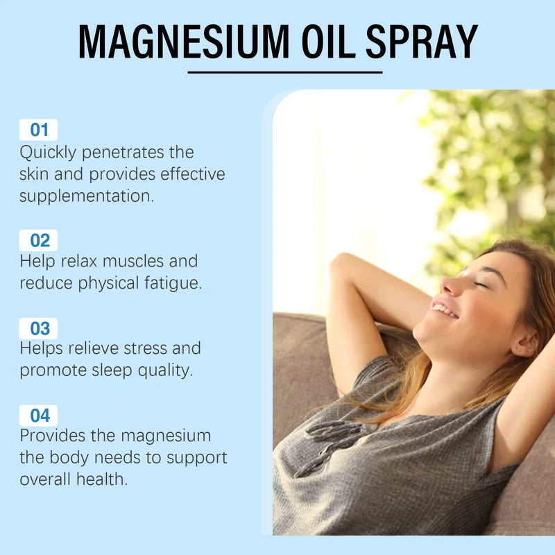 Magnesium Oil Spray for Muscle Relaxation Sleep Anxiety Skin Care 60-180ml