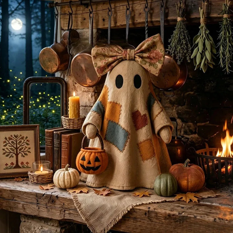 Halloween Ghost Patchwork Ornament Small Holiday Decor Gift