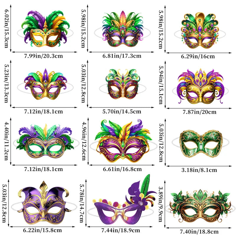 6-Piece Carnival Party Masks for Weddings, Holidays & DIY Decorations
