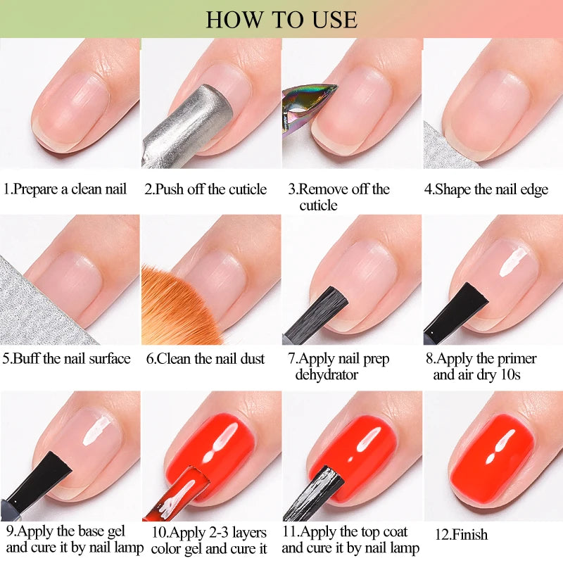 8ml Nail Primer Dehydrator & No-Acid Base Gel Set for UV Gel Nails