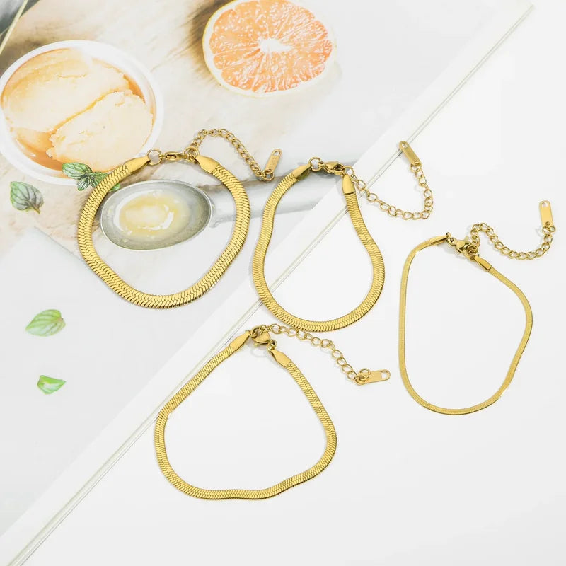 Stainless Steel Snake Chain Bracelet for Women Men Gold Color Jewelry Gift