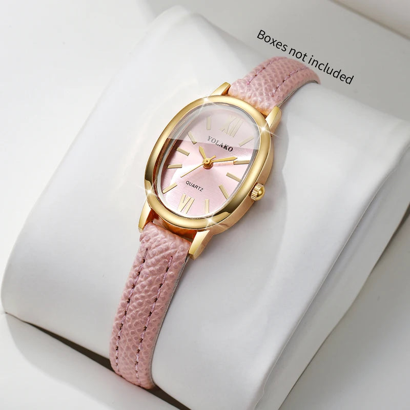 Elegant Women Quartz Watch with Ultra-Thin Leather Strap - Multiple Colors