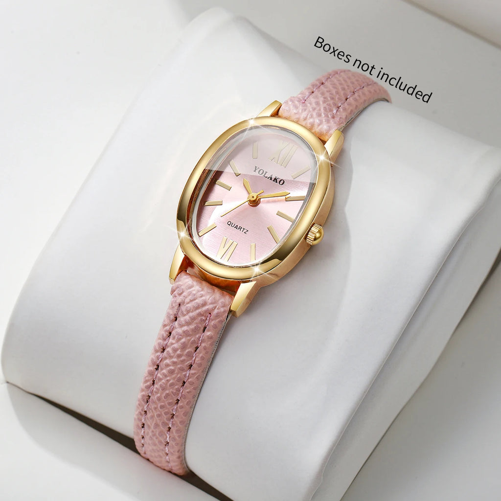 Elegant Women Quartz Watch with Ultra-Thin Leather Strap - Multiple Colors