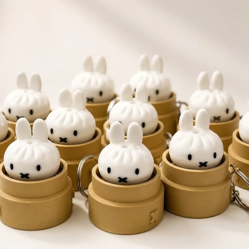 Kawaii Miffy Stress-Relief Steamed Bun Keychain Toy - Cute Cartoon Carrying Accessory