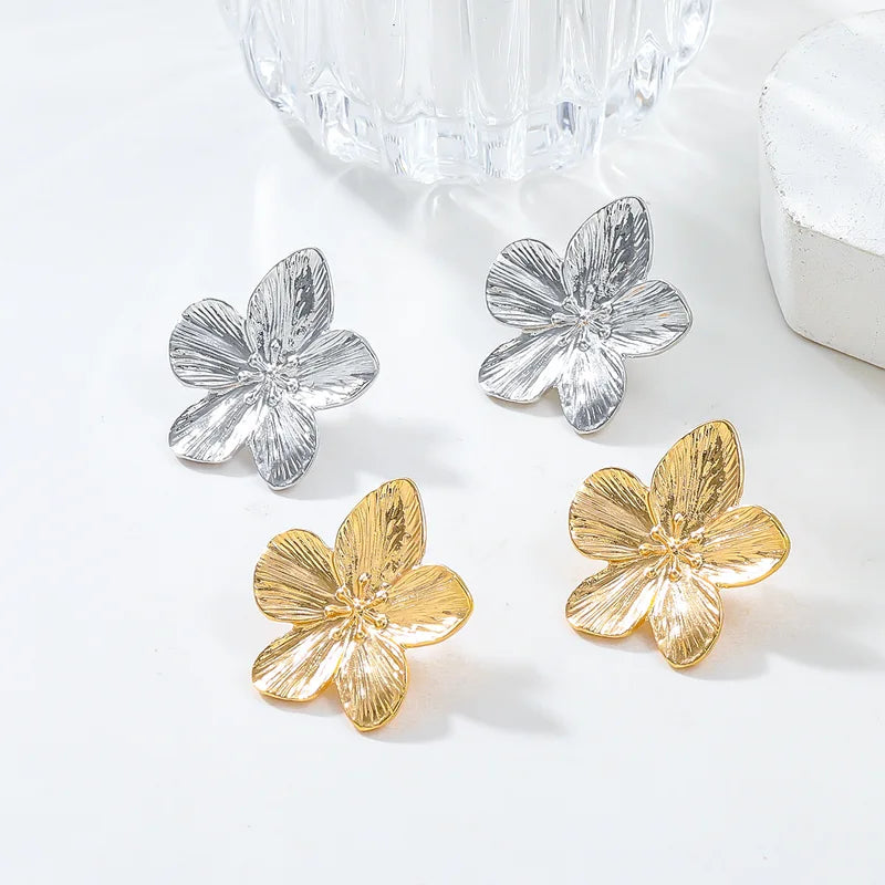 2-Pair Women's Trendy Flower Earrings Stainless Steel Jewelry Gift Set