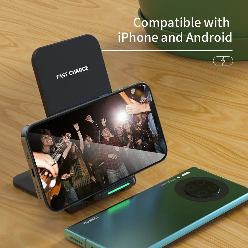 Wireless Charging Station for iPhone & Samsung - Fast Charging Stand with Dual Angles