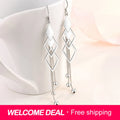 Sterling Silver Geometric Tassel Drop Earrings for Women Wedding Jewelry