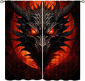 Mystic Dragon Curtains with Blood Moon Eye Pattern - Thermal Insulated Drapes for Kids & Living Room