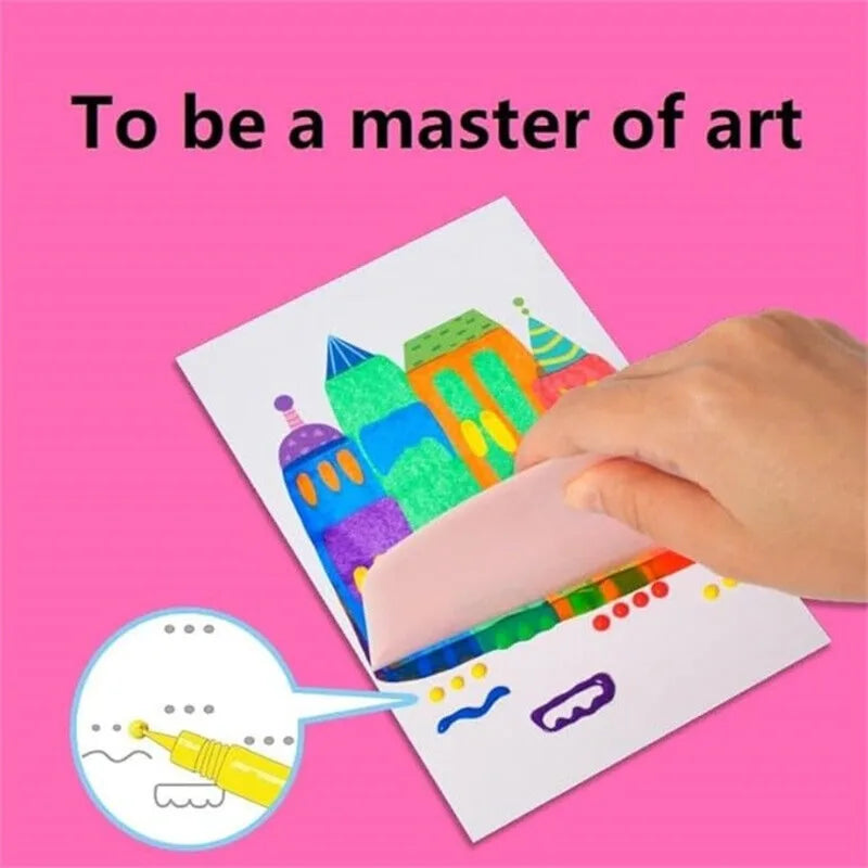 Kids Drawing & Painting Kit with Papers Paints & Squeegee - Animal Pattern DIY Art Set