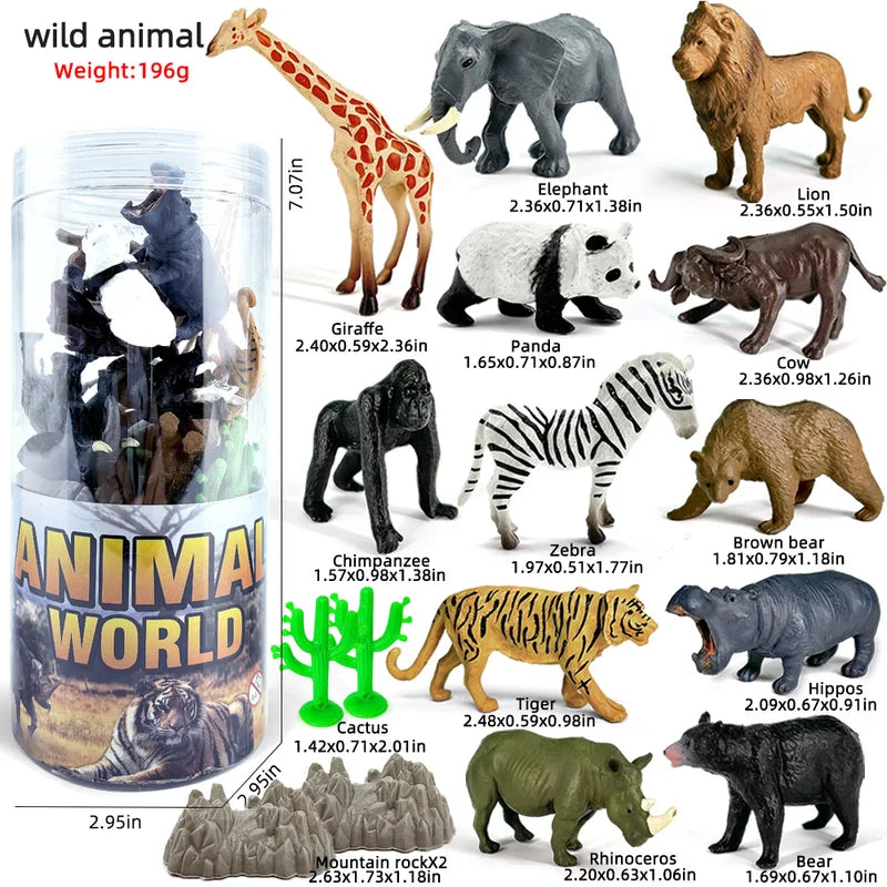 Miniature Animal Action Figures Set - Dinosaur, Lion, Shark, Horse, Zoo Toys for Kids