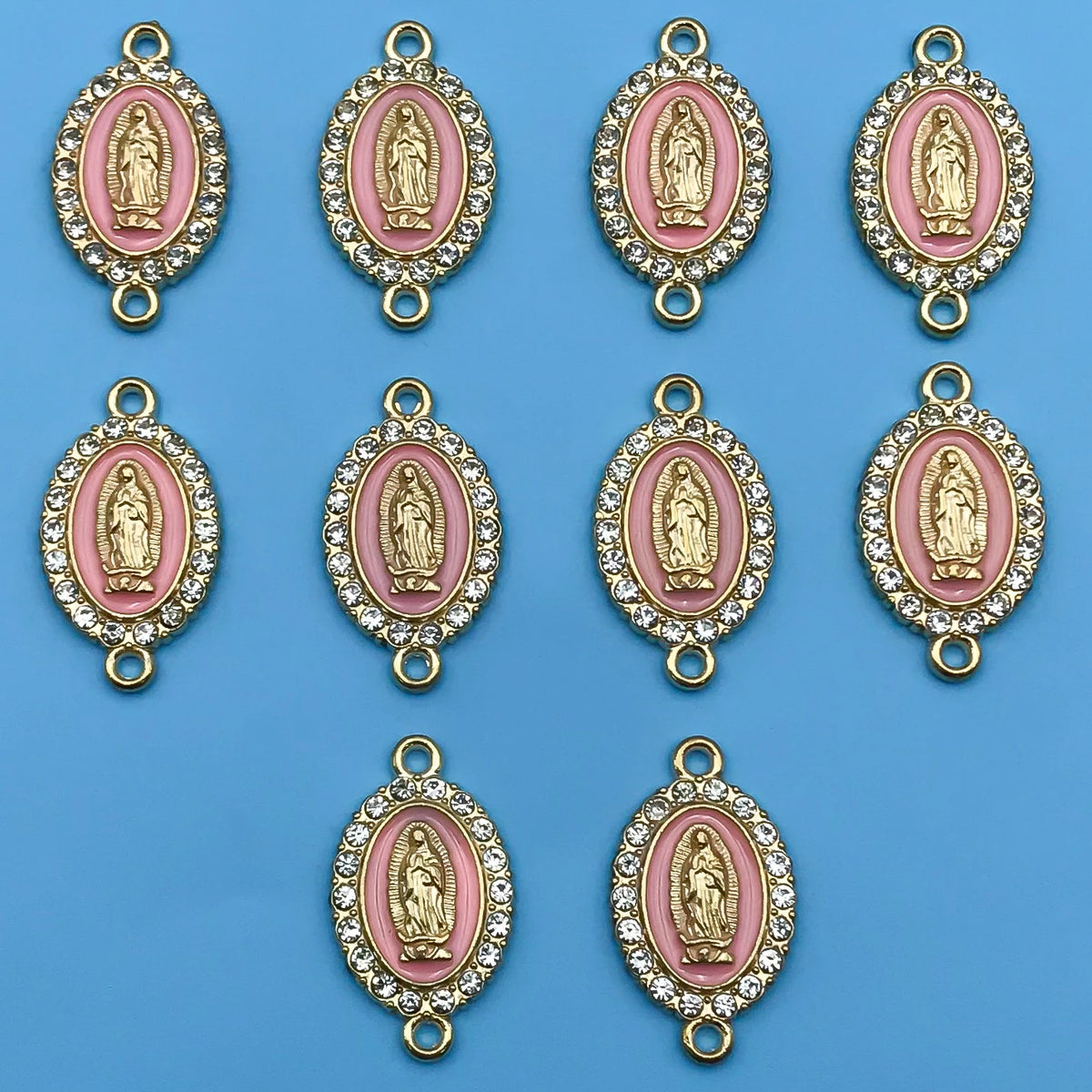 10/12Pcs Rhinestones Enamel Virgin Mary Charms for Jewelry Making Findings & Crafting