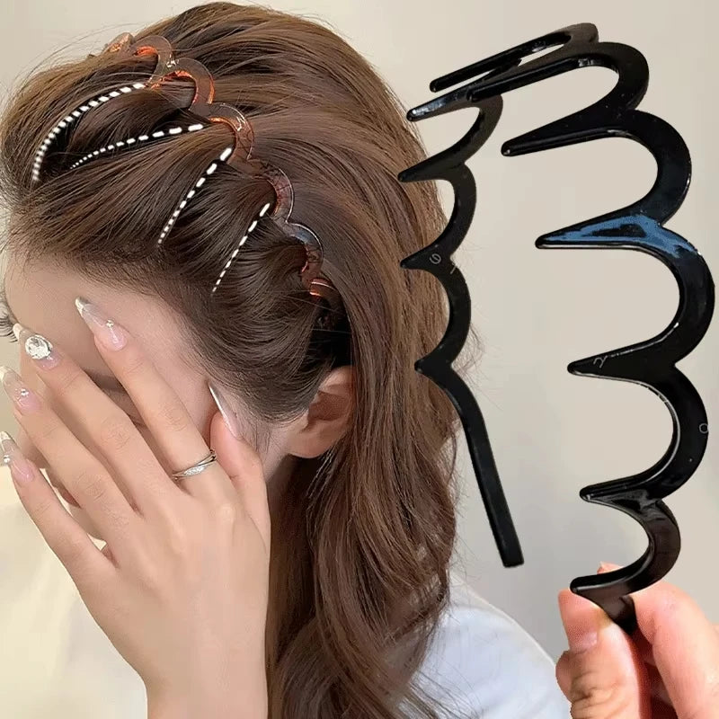 2Pcs Fashion Wave Headbands for Women Non-Slip Hair Accessories - Korean Style