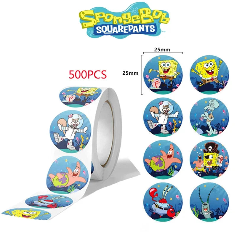 SpongeBob SquarePants Sticker Set - 500 Cartoon Anime Decals for Kids Luggage and Stationery