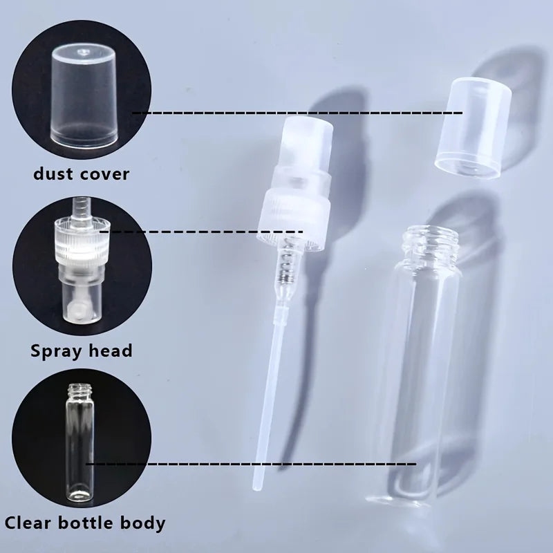 50 Pcs Refillable Glass Spray Bottles with Dropper Funnel Dispenser Syringe Set