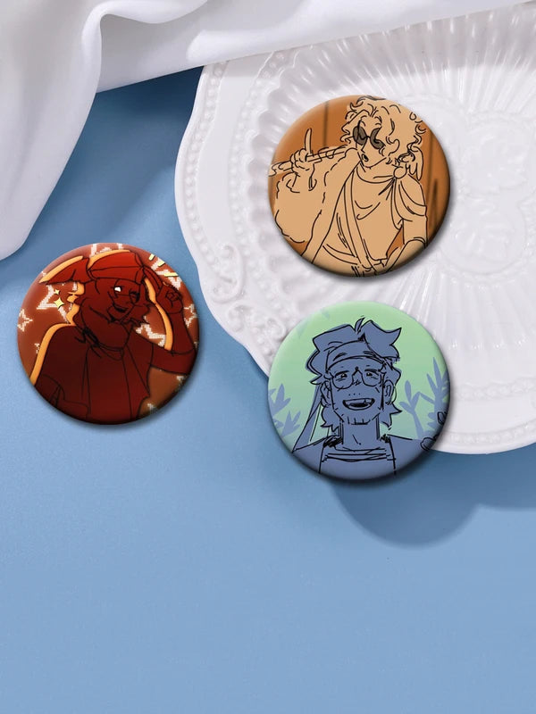 Creative Cartoon Enamel Pins for Bags Clothes Hats - Round Badge Brooches