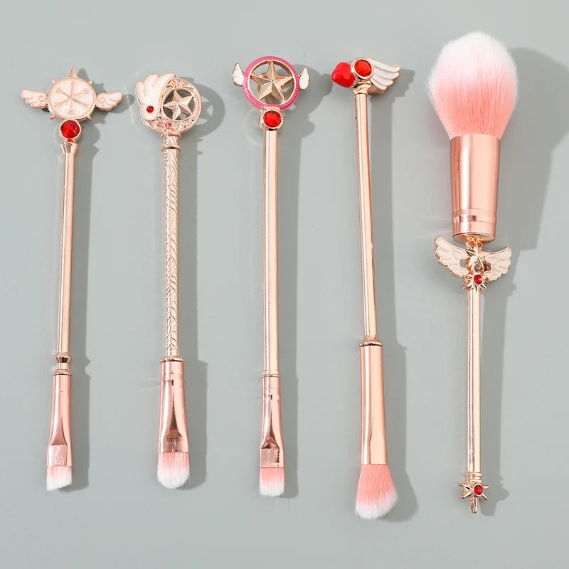 5pcs Metal Handle Makeup Brush Set Pink Anime Card Captor Sakura Cosmetics