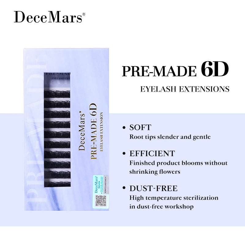 Pre-Made 6D Eyelash Extensions - Professional False Eyelash Set