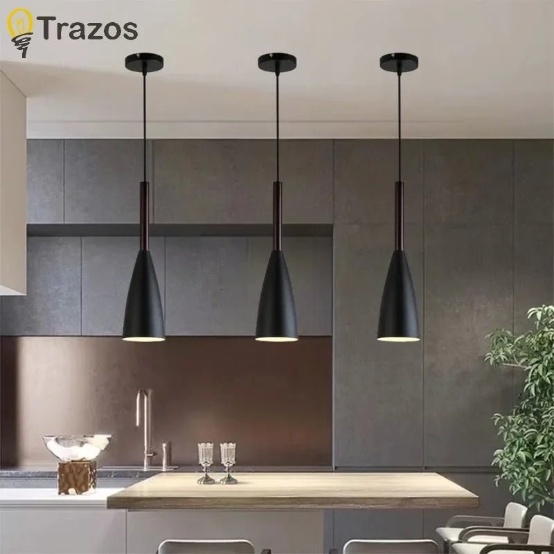 Nordic Style Modern Chandelier for Living Room Bedroom Kitchen Black White Gray