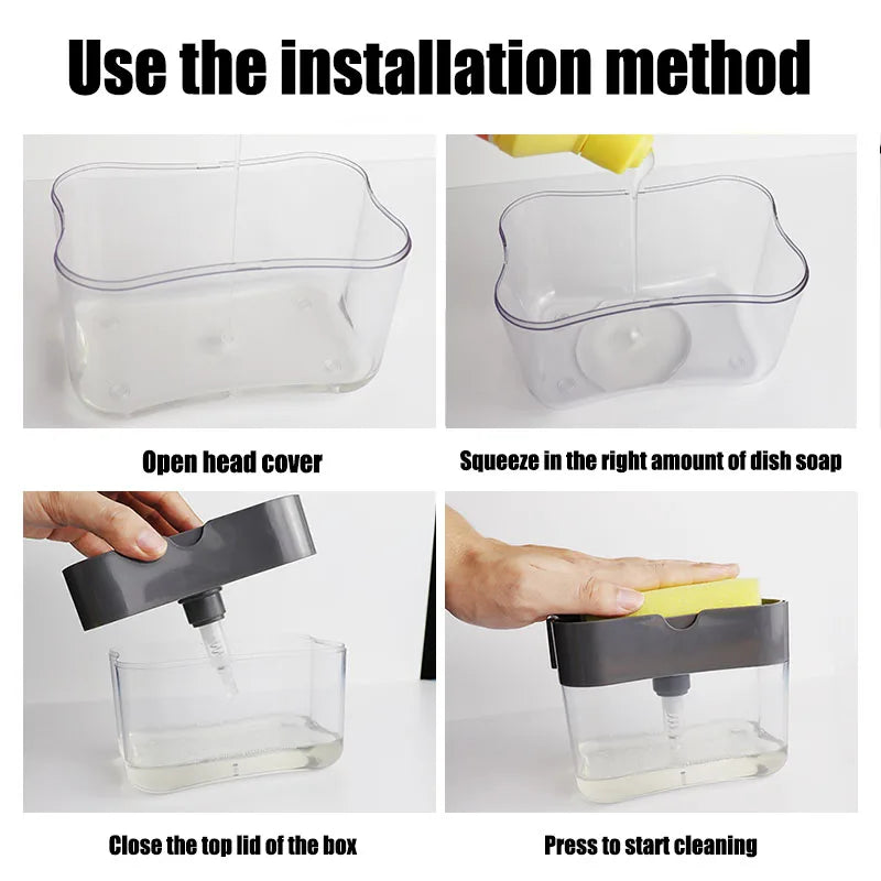 Kitchen Sink Soap Dispenser with Sponge Holder - Large Capacity, Easy to Use, Multiple Colors