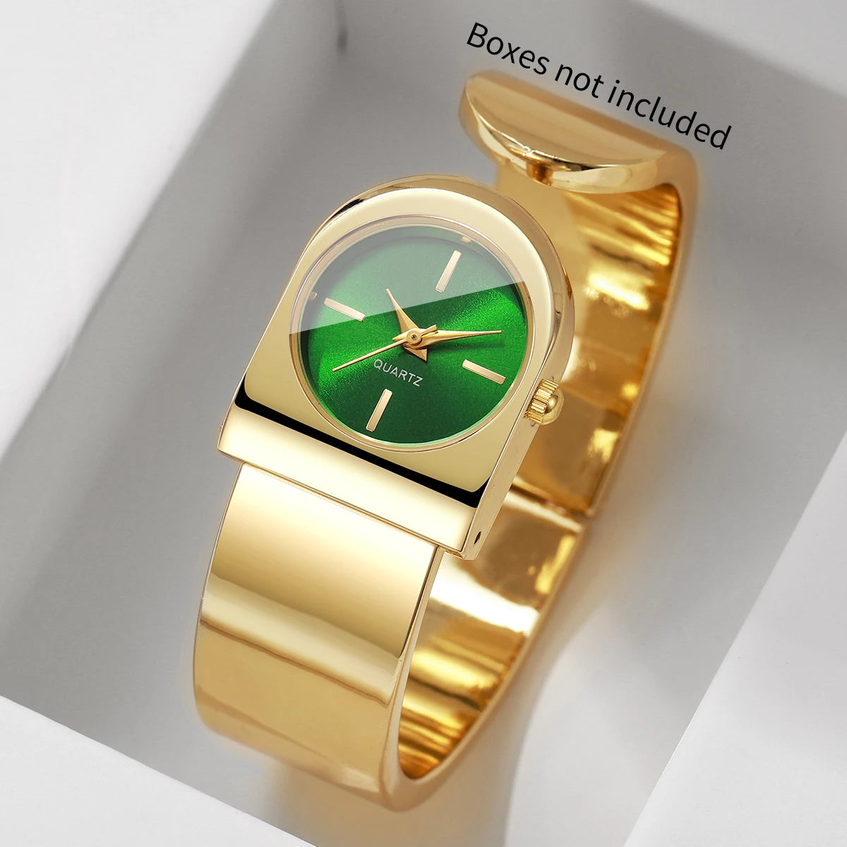 Women's Luxury Gold Cuff Watch with Unique Dial Quartz Movement - Multiple Colors