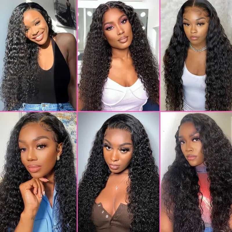 Deep Wave Lace Front Human Hair Wig 13x4 Curly Pre-Cut Lace Frontal 180% Density for Black Women