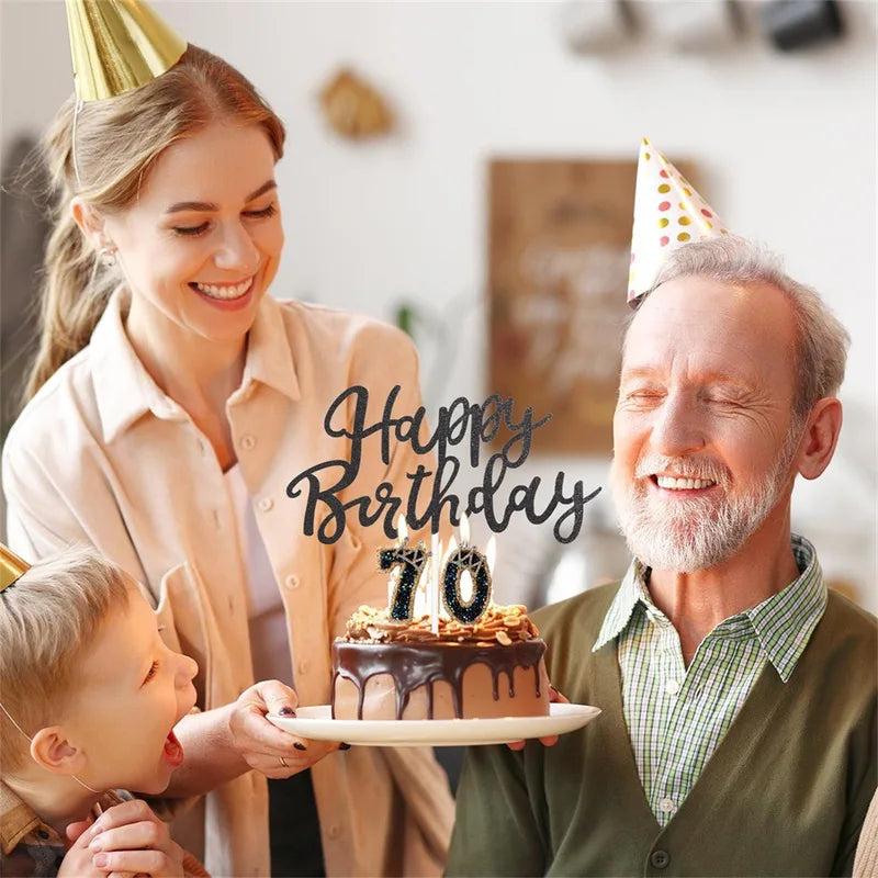 Luxury Crown Number Birthday Candles Glitter Cake Topper for Celebration