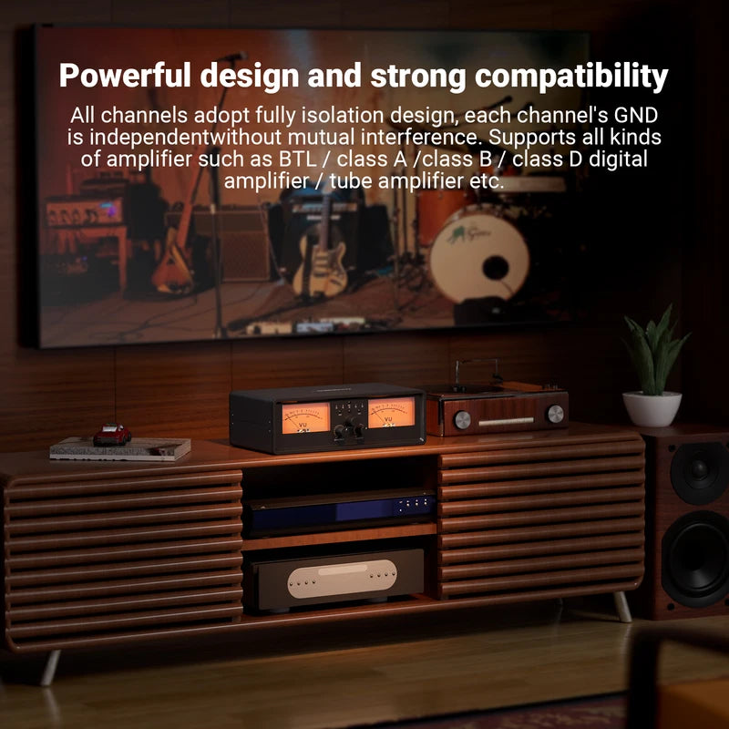 Stereo Amplifier Speaker Switcher with Dual VU Meter and Remote Control