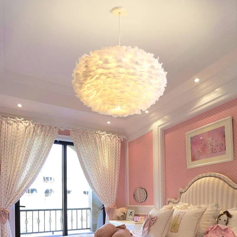 Feather Pendant Lights for Children's Bedroom Living Room - Chandelier Lighting